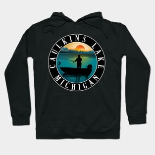 Caulkins Lake Fishing Michigan Sunset Hoodie